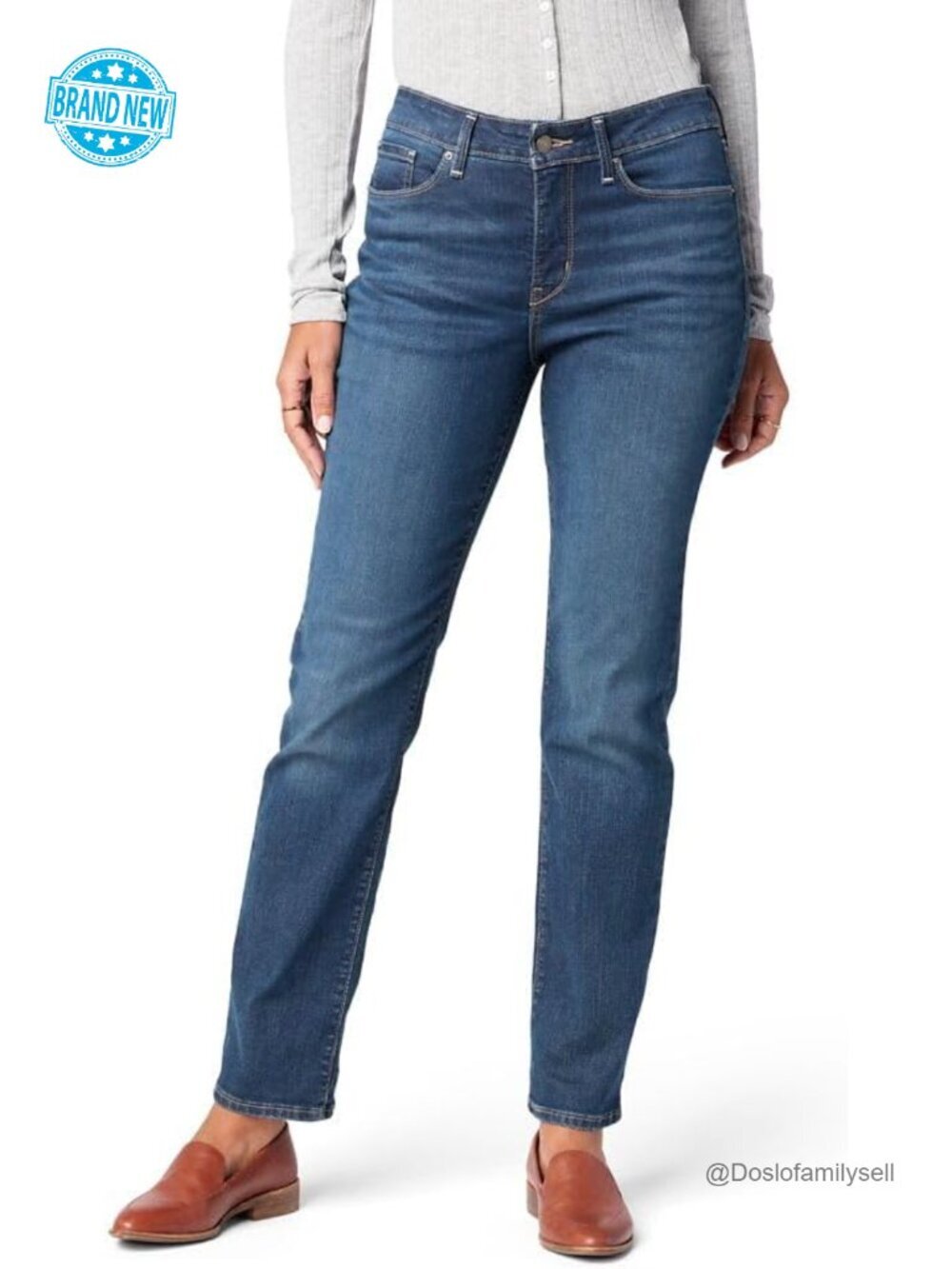 Curvy Straight Jean - Mid Rise Stretch Cotton Blend